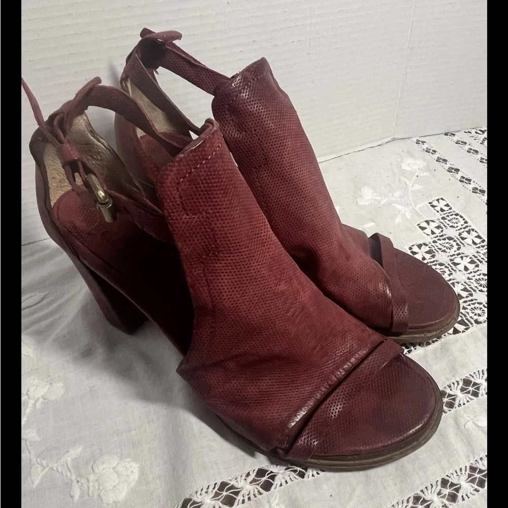 A.S.98 Women's Block Heel Sandals - Deep Red - Picture 2 of 8